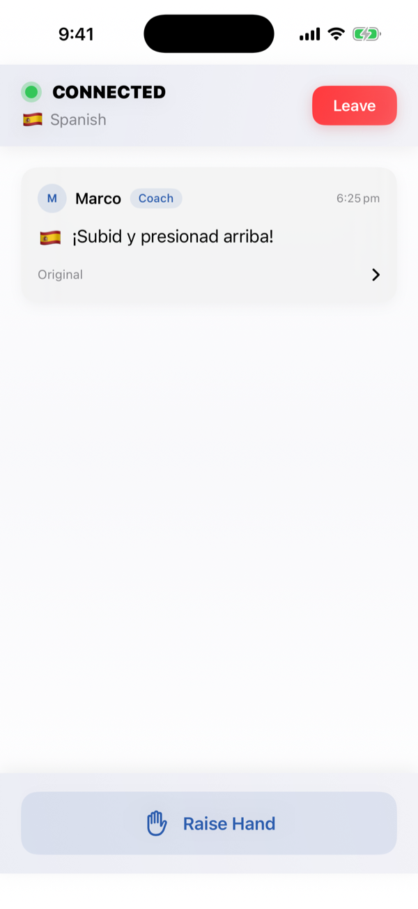 Diego's phone: the instruction in Spanish