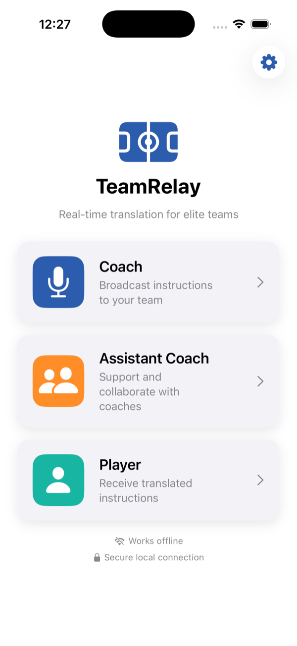 Role selection screen
